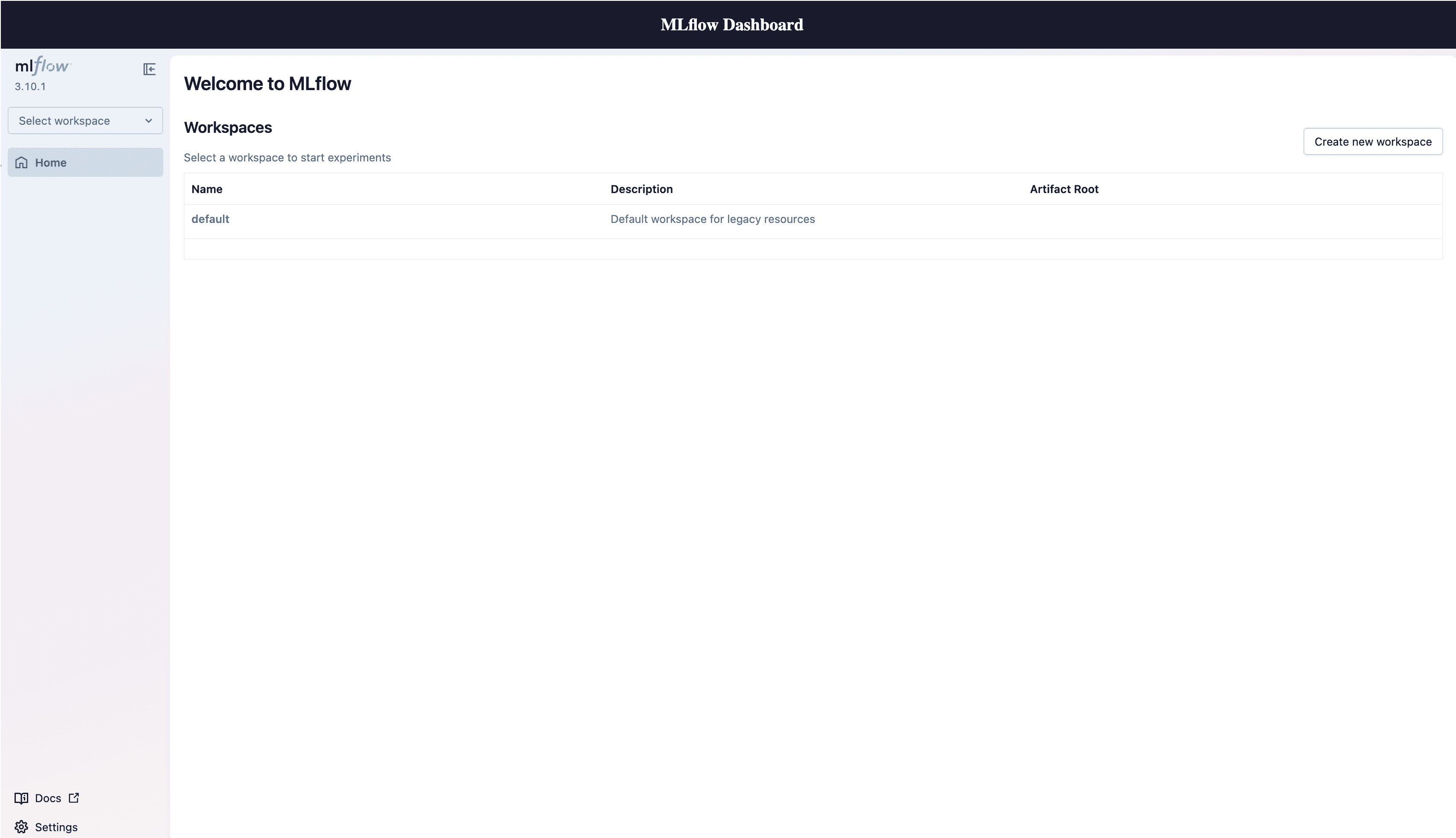 React dashboard at the ALB URL with the SageMaker AI MLflow Apps experiment tracking UI embedded in an iframe