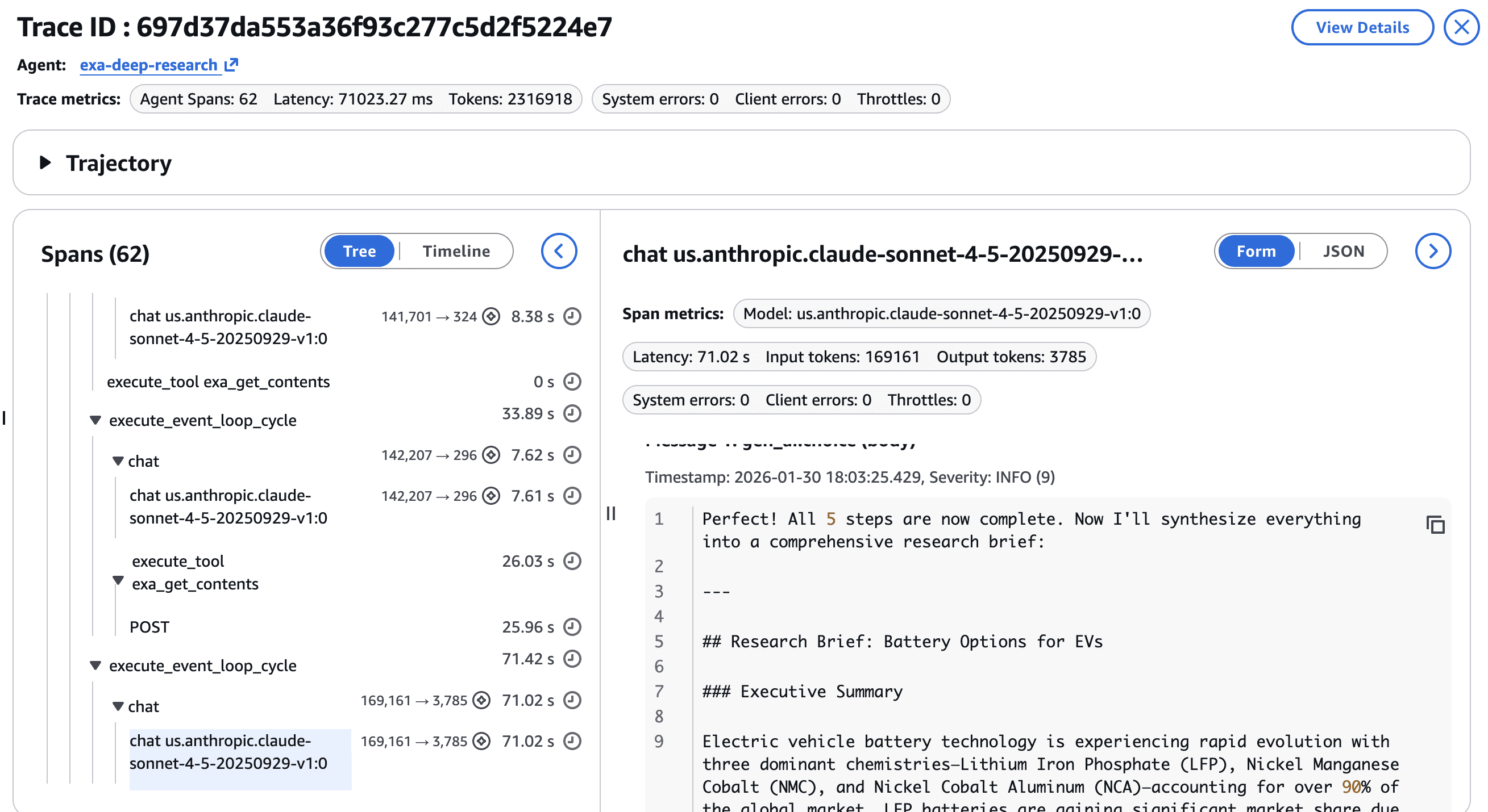 Trace Detail — Final Synthesis Output 
