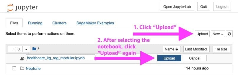 Sample GraphRAG notebook uploaded to the SageMaker Jupyter environment