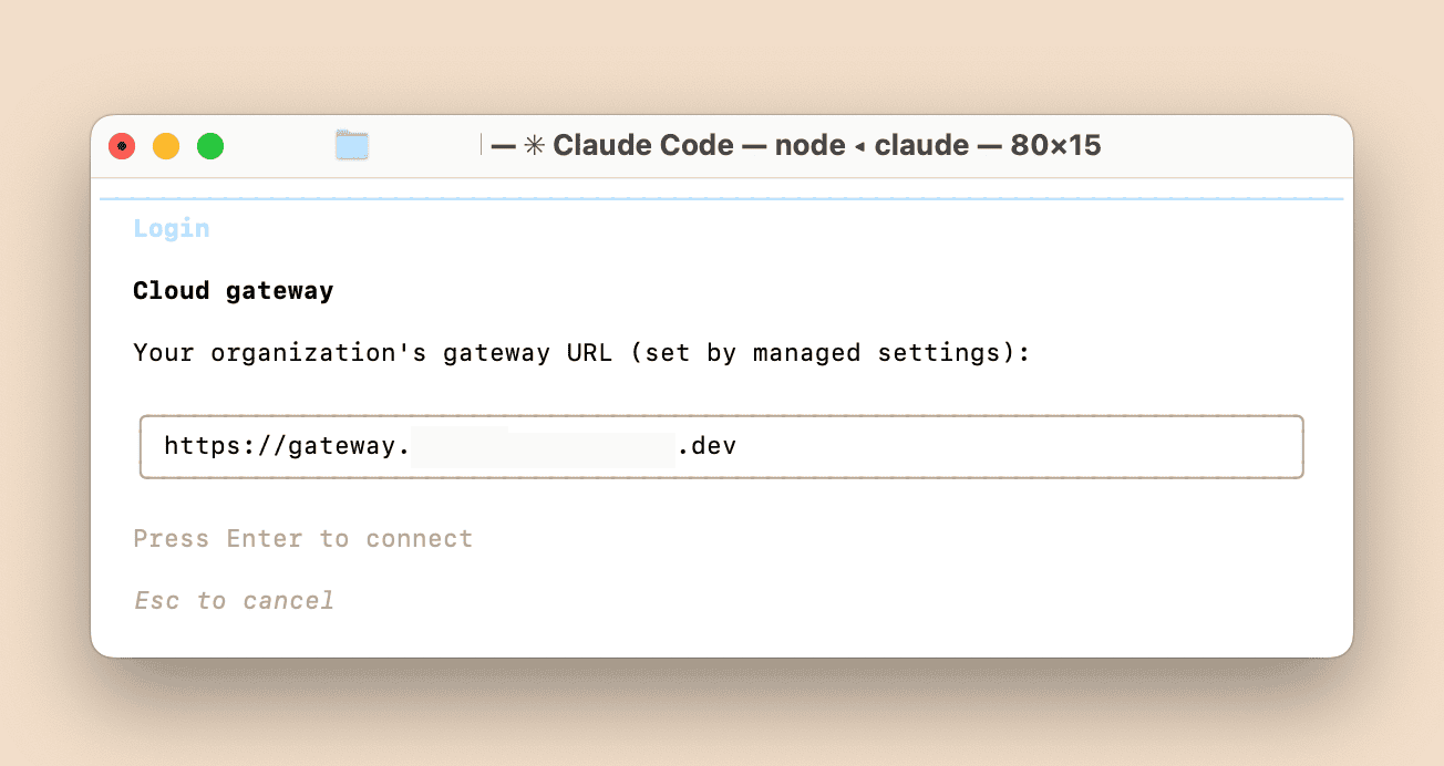 Claude apps gateway login screen in Claude Code