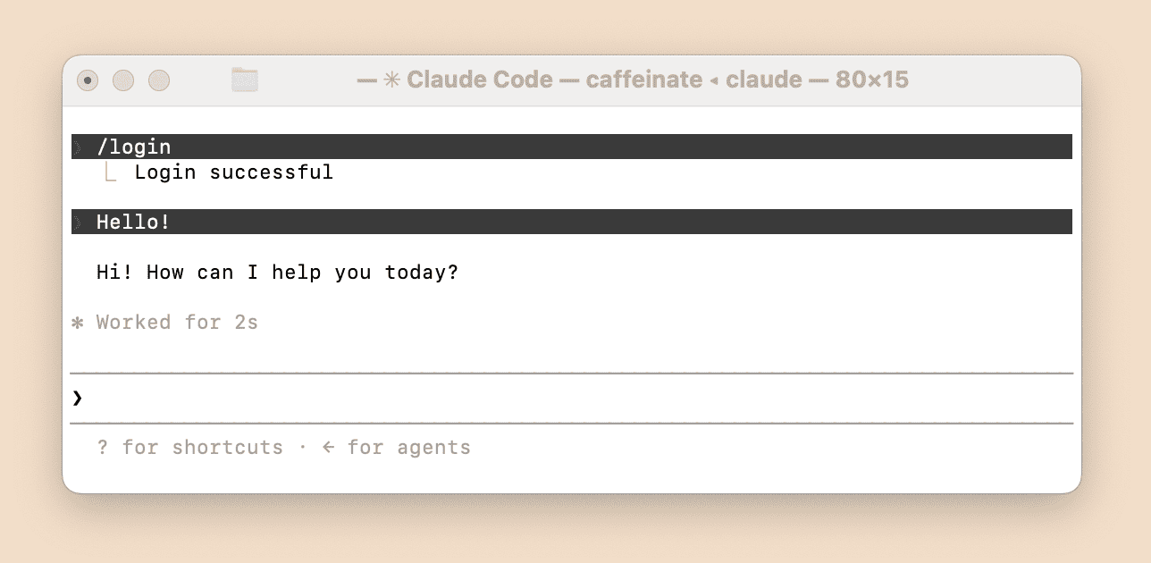 Claude Code responding to a prompt, routed through Amazon Bedrock via the gateway