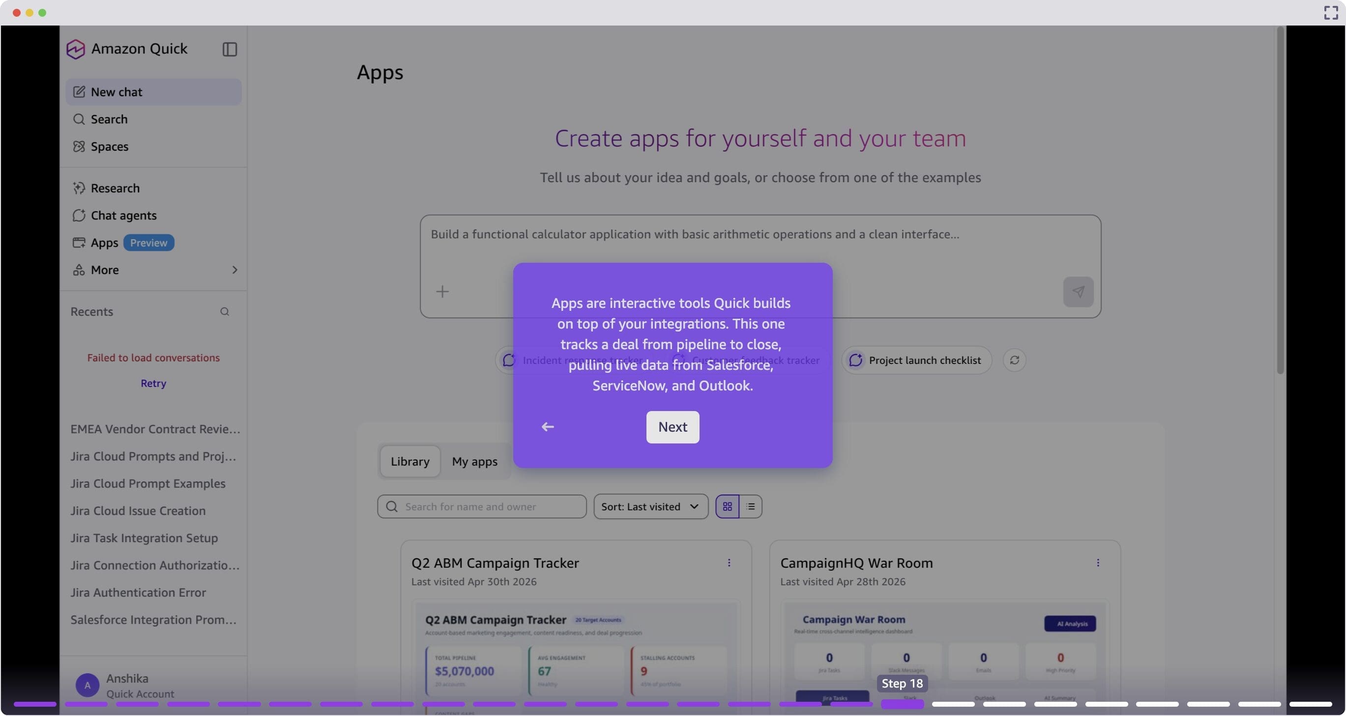 A custom pipeline tracker application built from a natural language prompt.