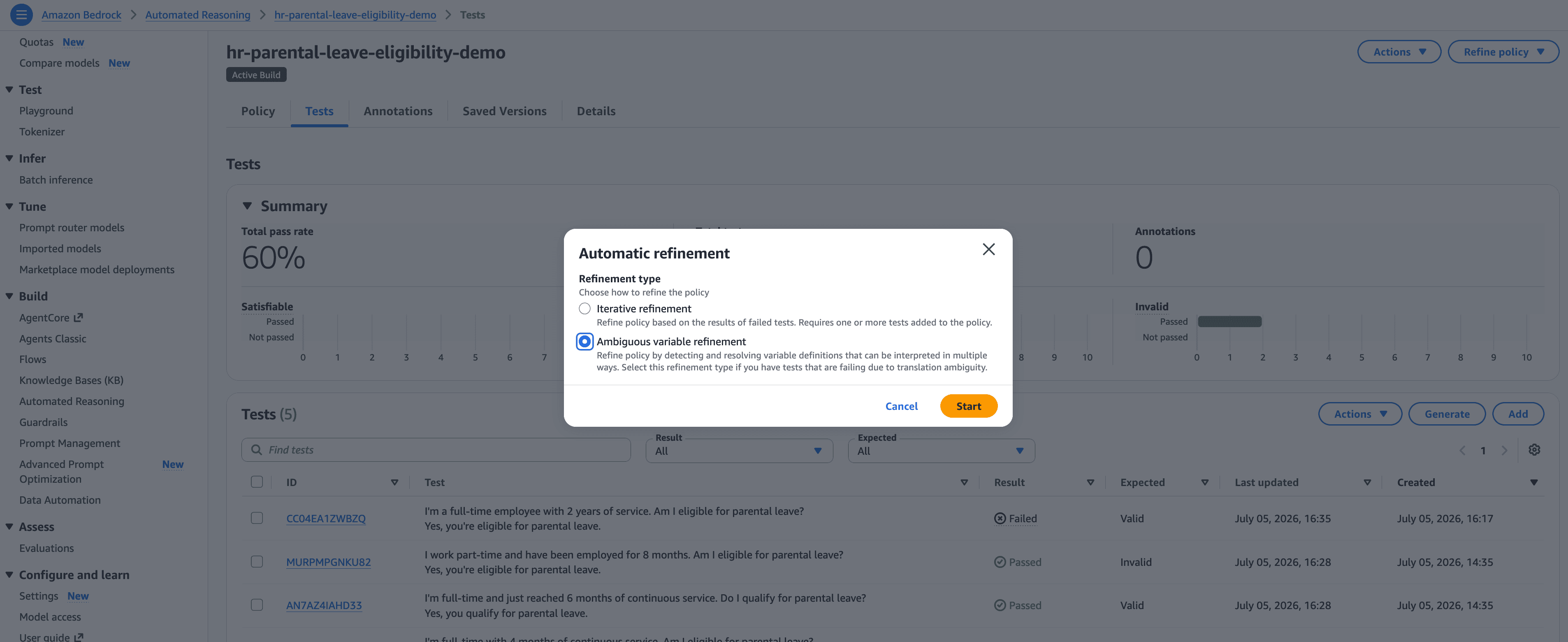 Ambiguous Variable Refinement setup.